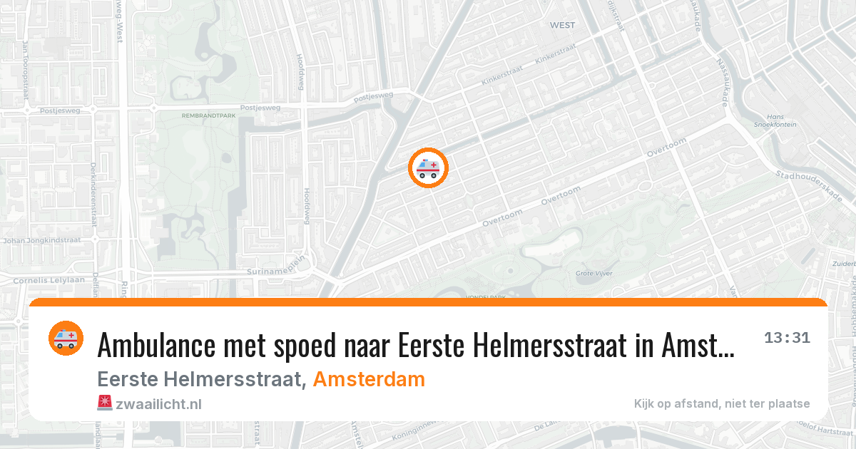 Ambulance met spoed naar Eerste Helmersstraat in Amsterdam — 25 mrt 2026