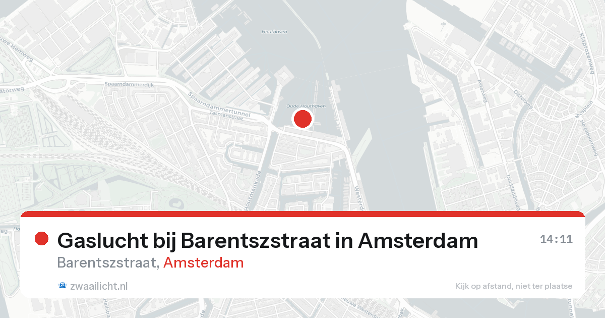 Gaslucht bij Barentszstraat in Amsterdam — 24 aug 2026