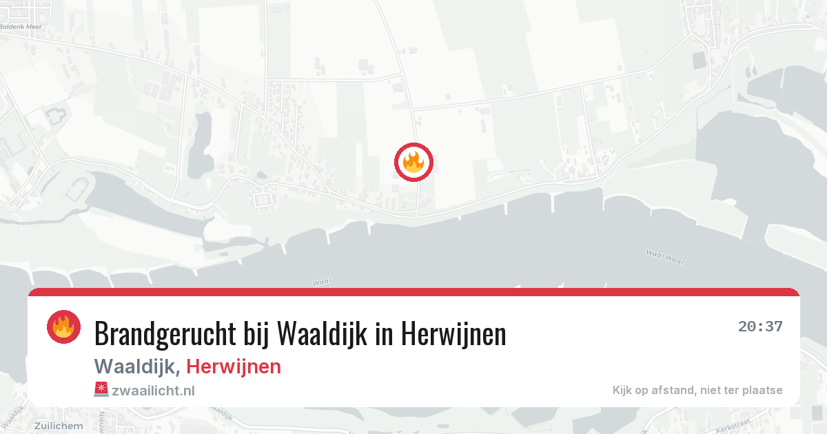 Brandgerucht bij Waaldijk in Herwijnen — 15 apr 2026