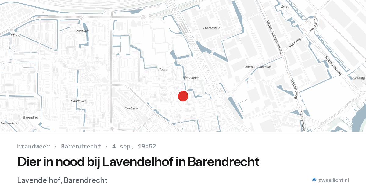 Dier in nood bij Lavendelhof in Barendrecht — 4 sep 2026