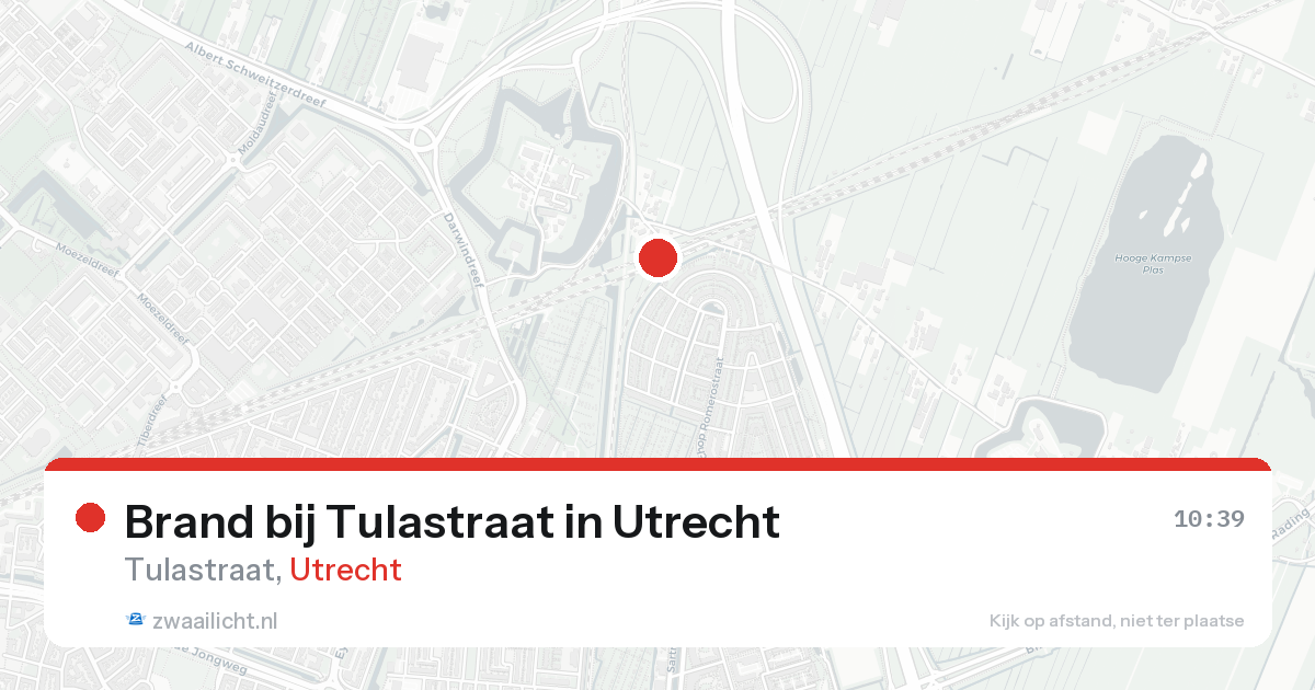 Brand bij Tulastraat in Utrecht — 23 aug 2026