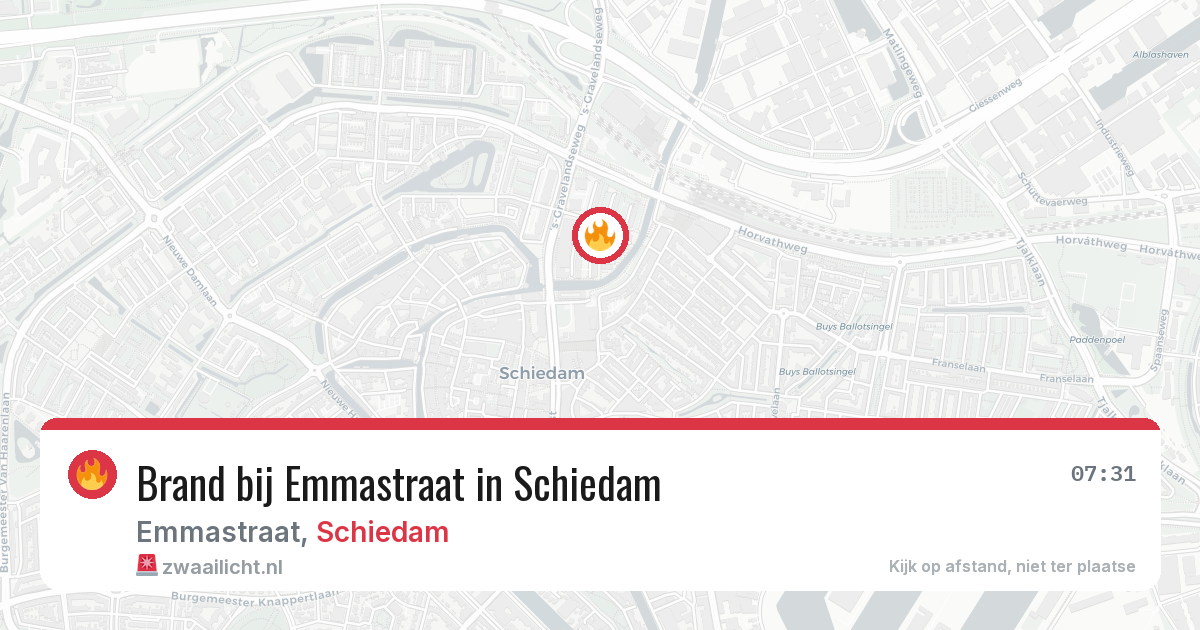 Brand bij Emmastraat in Schiedam — 27 jul 2026