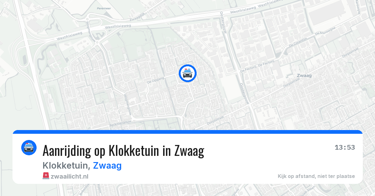 Aanrijding op Klokketuin in Zwaag — 25 jun 2026