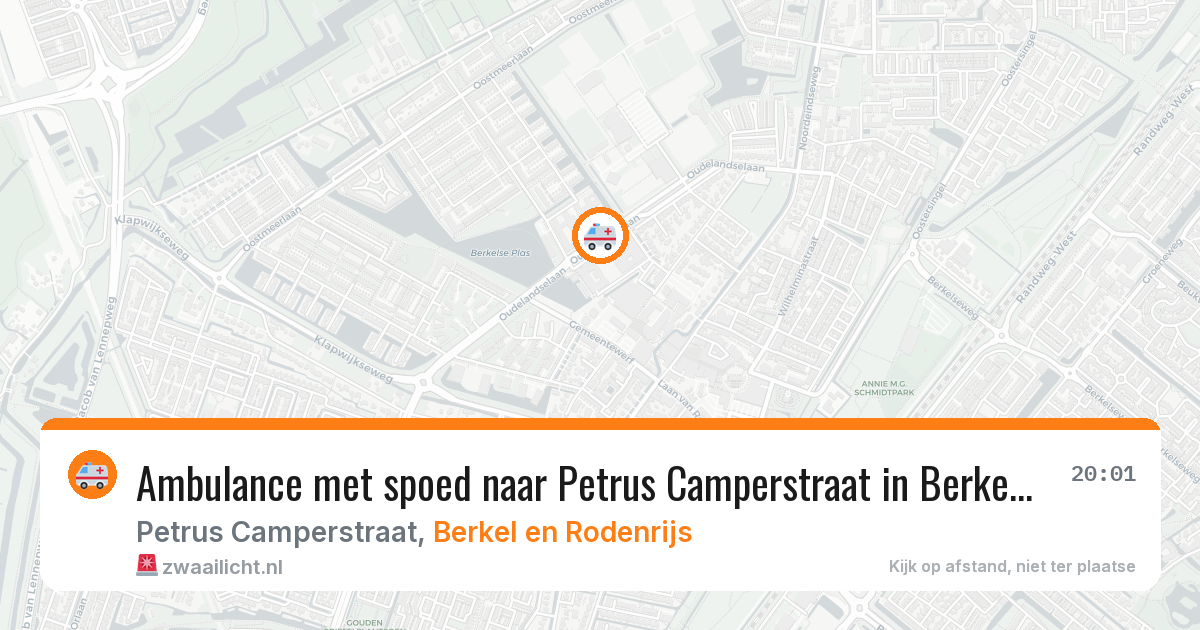 Ambulance met spoed naar Petrus Camperstraat in Berkel en Rodenrijs — 5 aug 2026