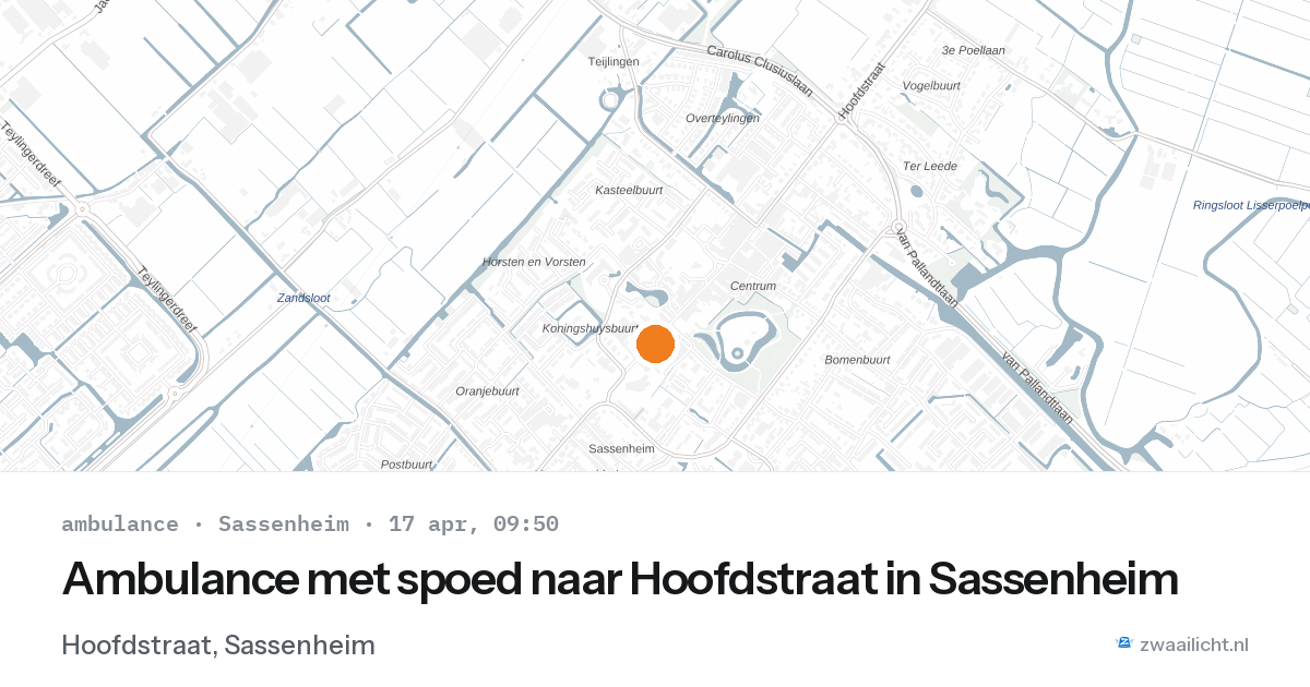 Ambulance met spoed naar Hoofdstraat in Sassenheim — 17 apr 2026