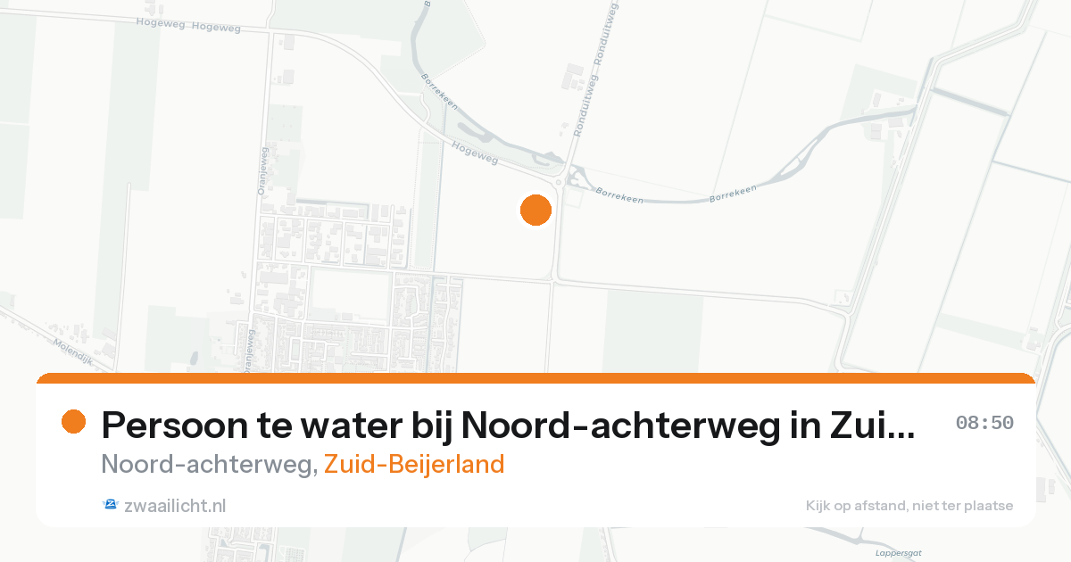 Persoon te water bij Noord-achterweg in Zuid-Beijerland — 17 aug 2026