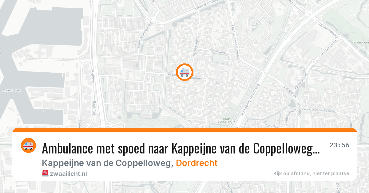 Ambulance met spoed naar Kappeijne van de Coppelloweg in Dordrecht — 31 jul 2026