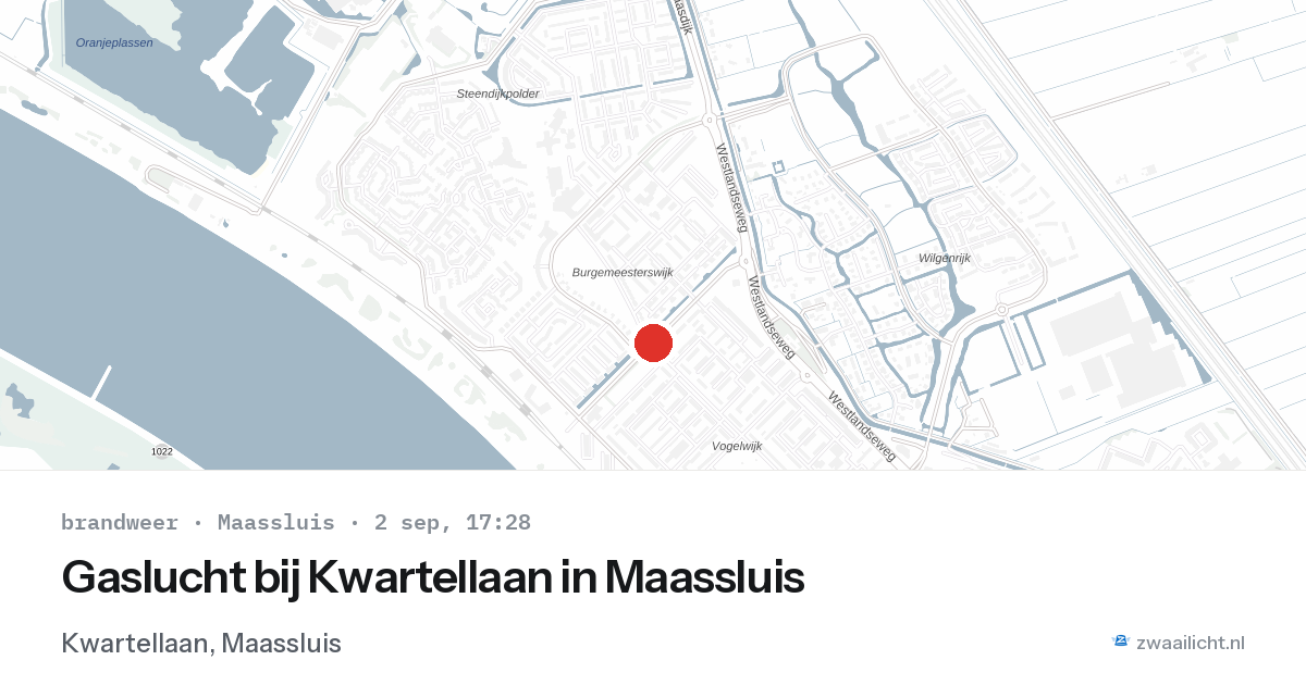 Gaslucht bij Kwartellaan in Maassluis — 2 sep 2026