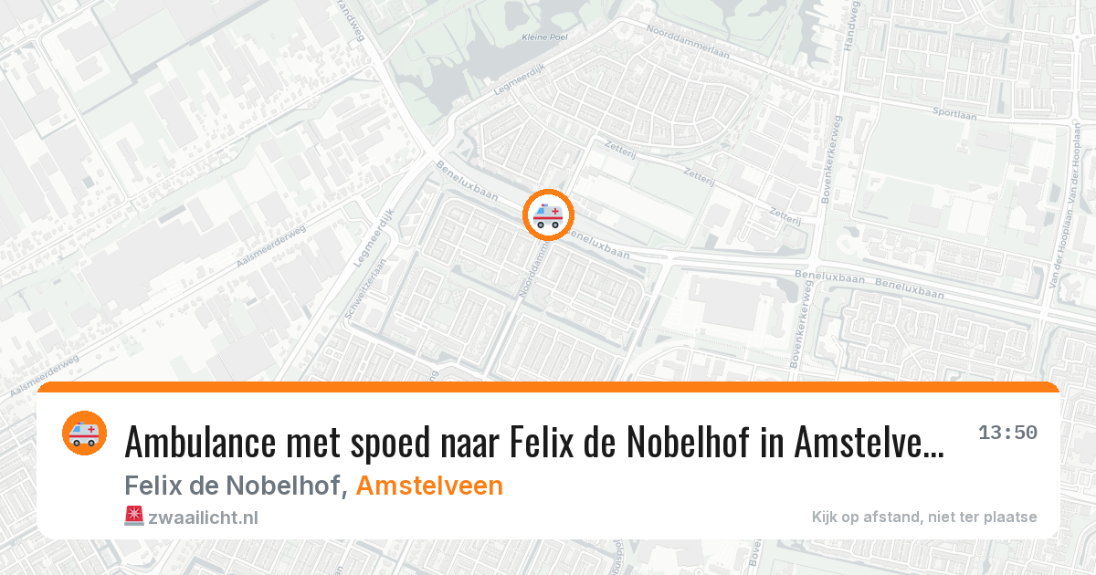 Ambulance met spoed naar Felix de Nobelhof in Amstelveen — 14 aug 2026