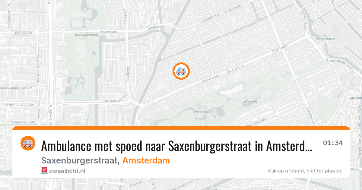 Ambulance met spoed naar Saxenburgerstraat in Amsterdam — 13 mrt 2026