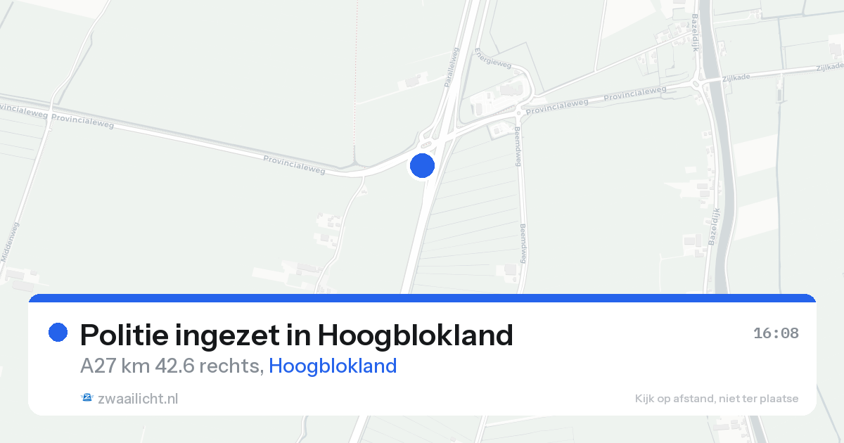 Politie ingezet in Hoogblokland — 21 aug 2026 | 🚨 Zwaailicht.nl