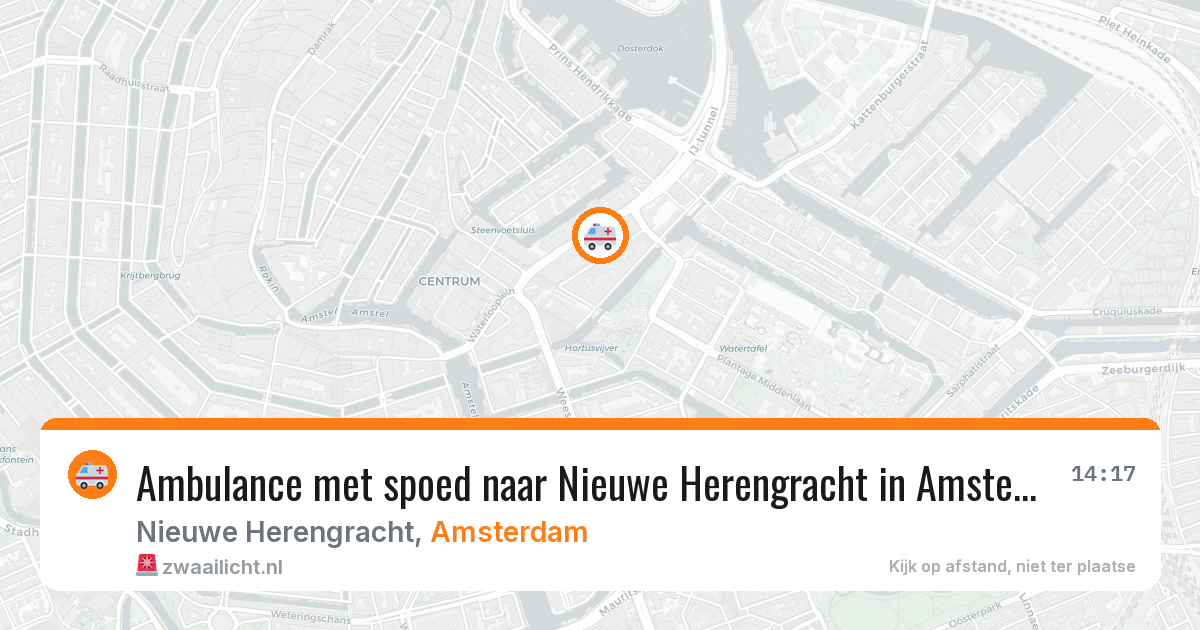 Ambulance met spoed naar Nieuwe Herengracht in Amsterdam — 20 mei 2026