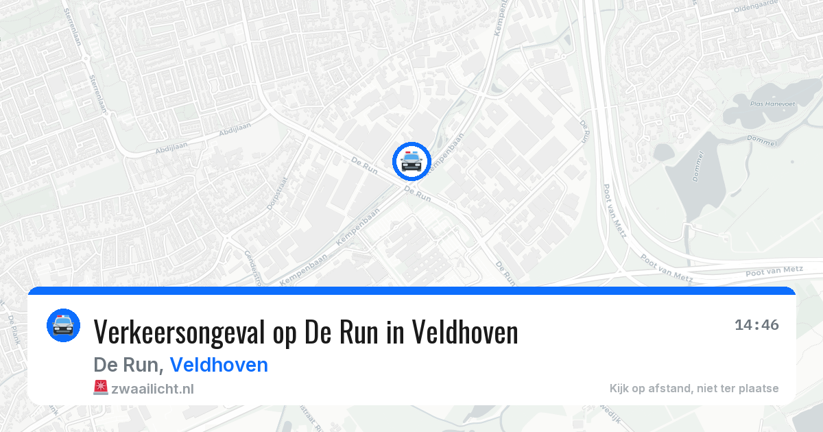 Verkeersongeval op De Run in Veldhoven — 1 jun 2026