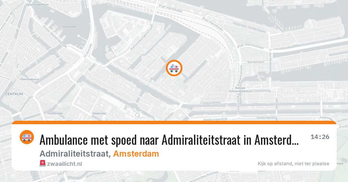 Ambulance met spoed naar Admiraliteitstraat in Amsterdam — 22 jun 2026