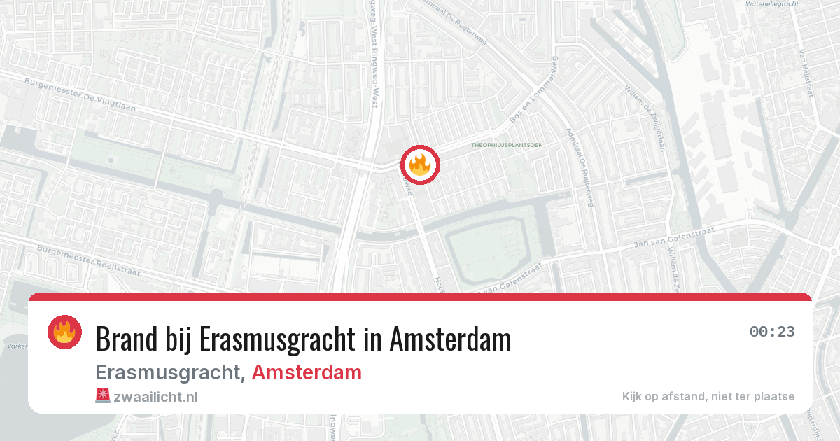 Brand bij Erasmusgracht in Amsterdam — 13 aug 2026