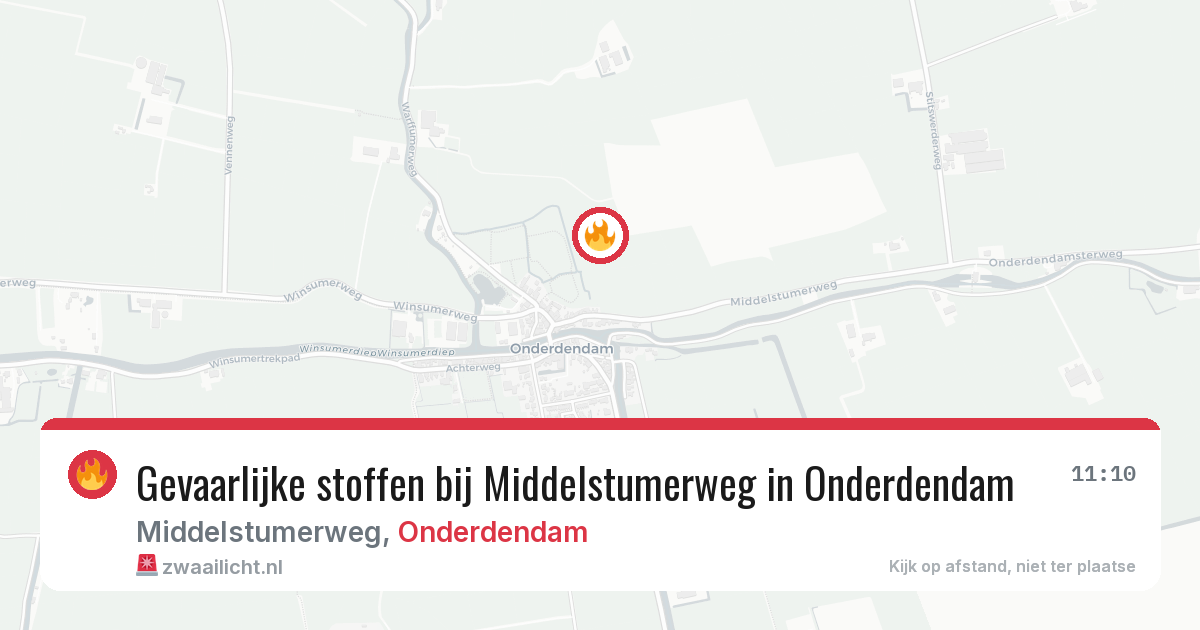 Gevaarlijke stoffen bij Middelstumerweg in Onderdendam — 17 feb 2026