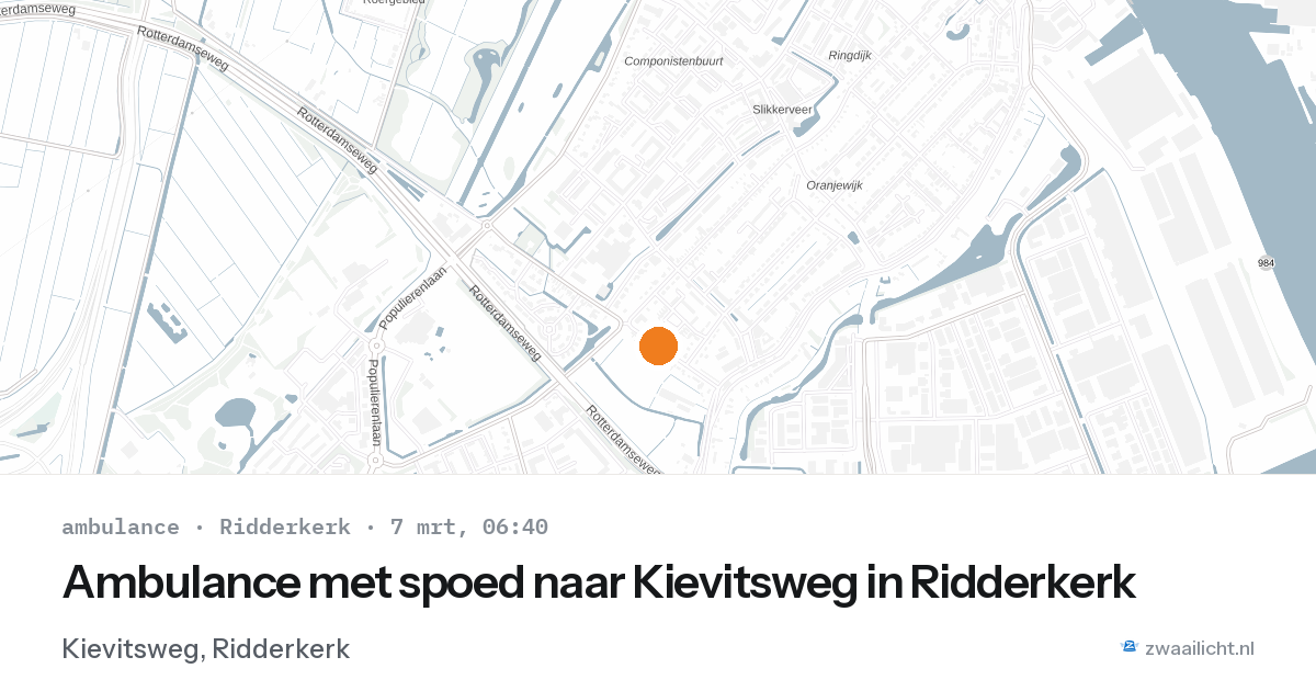 Ambulance met spoed naar Kievitsweg in Ridderkerk — 7 mrt 2026