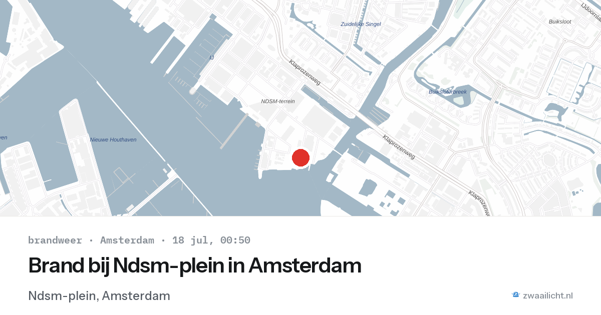 Brand bij Ndsm-plein in Amsterdam — 17 jul 2026