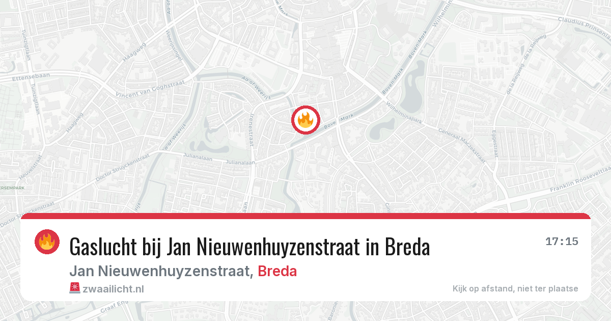 Gaslucht bij Jan Nieuwenhuyzenstraat in Breda — 18 jul 2026