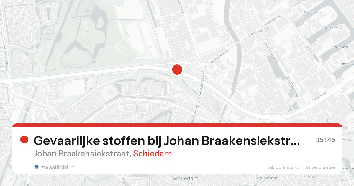 Gevaarlijke stoffen bij Johan Braakensiekstraat in Schiedam — 18 aug 2026