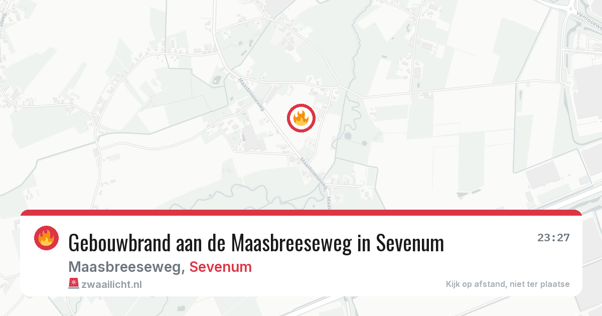 Gebouwbrand aan de Maasbreeseweg in Sevenum — 21 apr 2026
