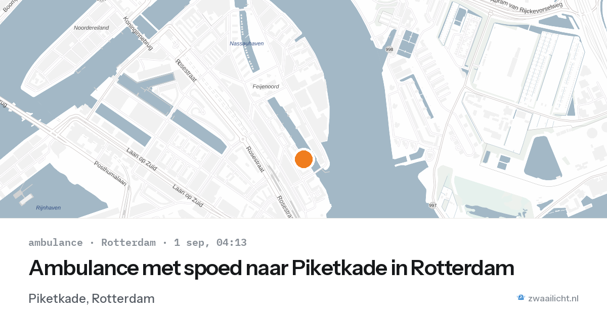 Ambulance met spoed naar Piketkade in Rotterdam — 1 sep 2026