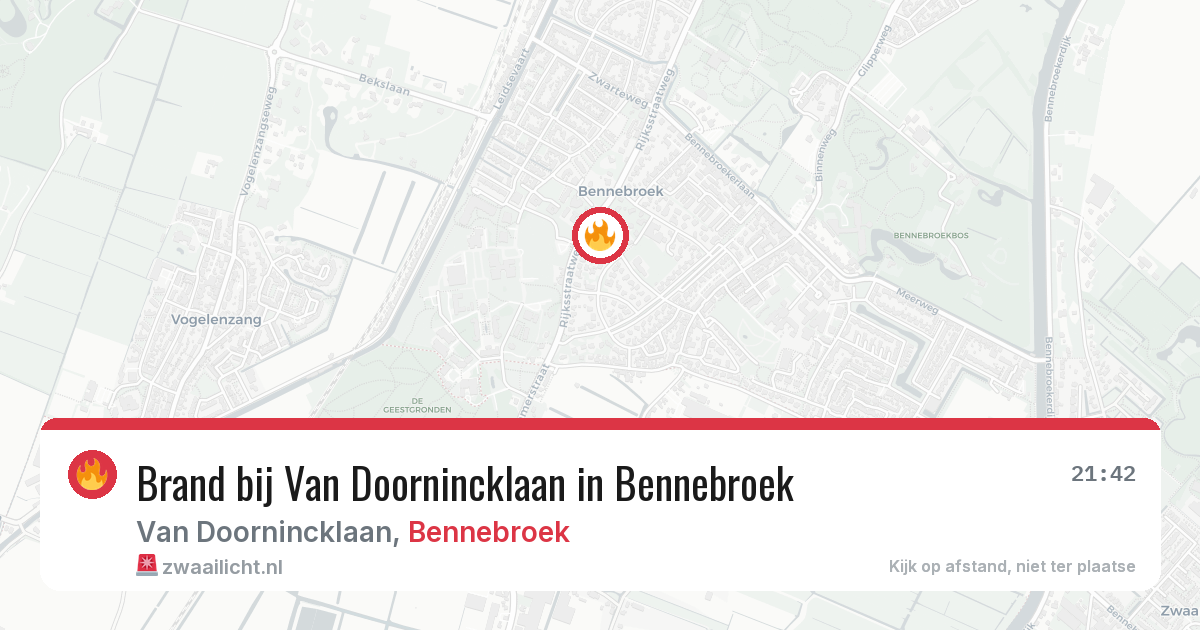 Brand bij Van Doornincklaan in Bennebroek — 6 aug 2026