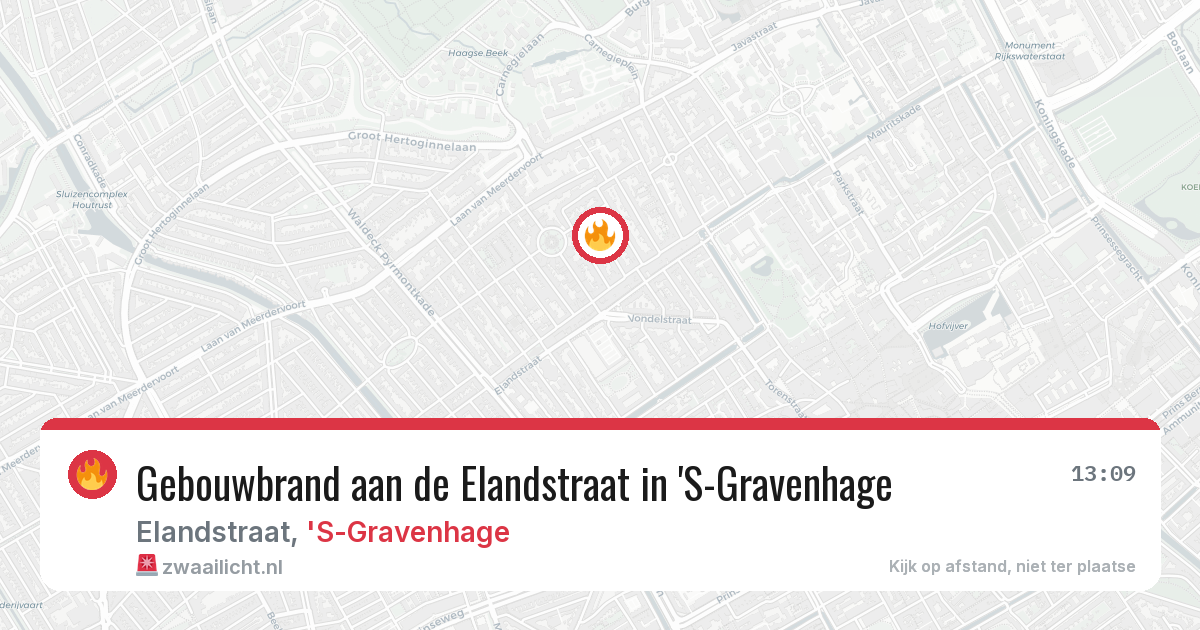 Gebouwbrand aan de Elandstraat in 'S-Gravenhage — 13 aug 2026