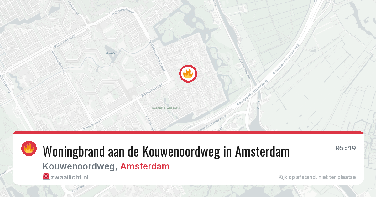 Woningbrand aan de Kouwenoordweg in Amsterdam — 11 mei 2026