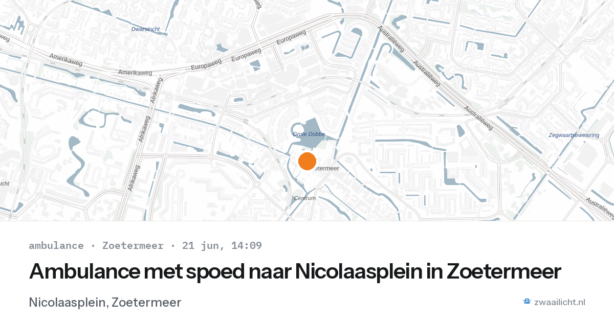 Ambulance met spoed naar Nicolaasplein in Zoetermeer — 21 jun 2026