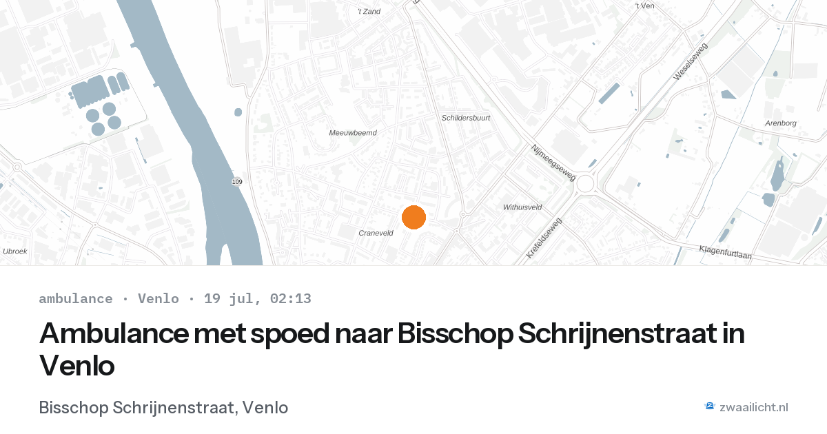 Ambulance met spoed naar Bisschop Schrijnenstraat in Venlo — 19 jul 2026