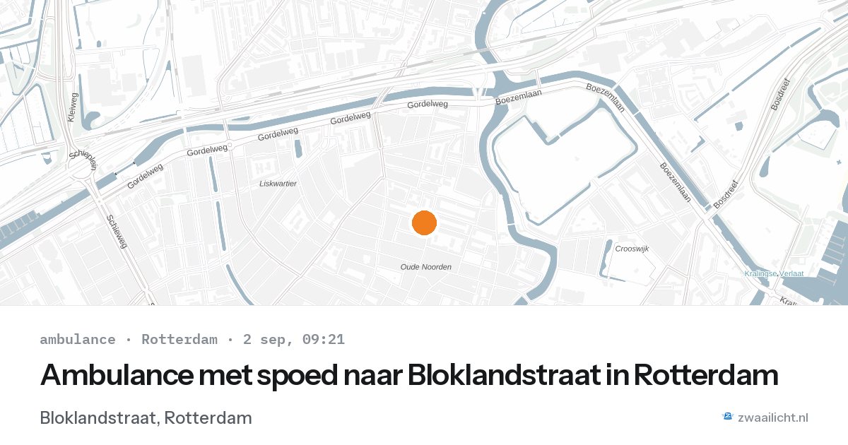 Ambulance met spoed naar Bloklandstraat in Rotterdam — 2 sep 2026