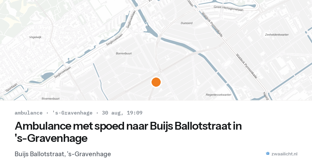 Ambulance met spoed naar Buijs Ballotstraat in 's-Gravenhage — 30 aug 2026