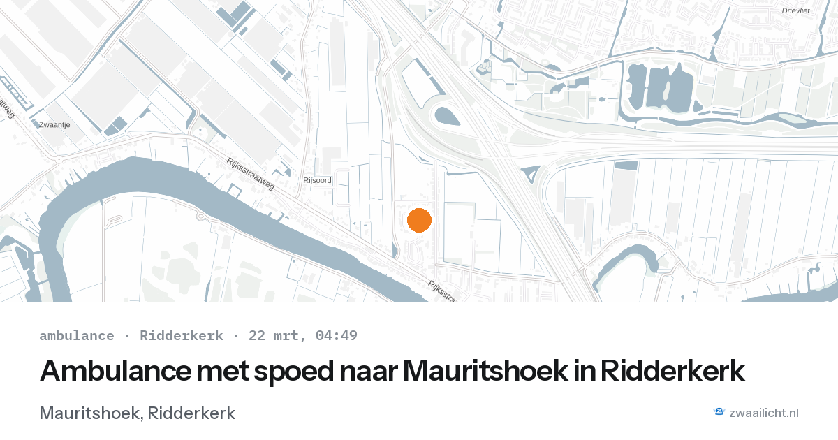 Ambulance met spoed naar Mauritshoek in Ridderkerk — 22 mrt 2026