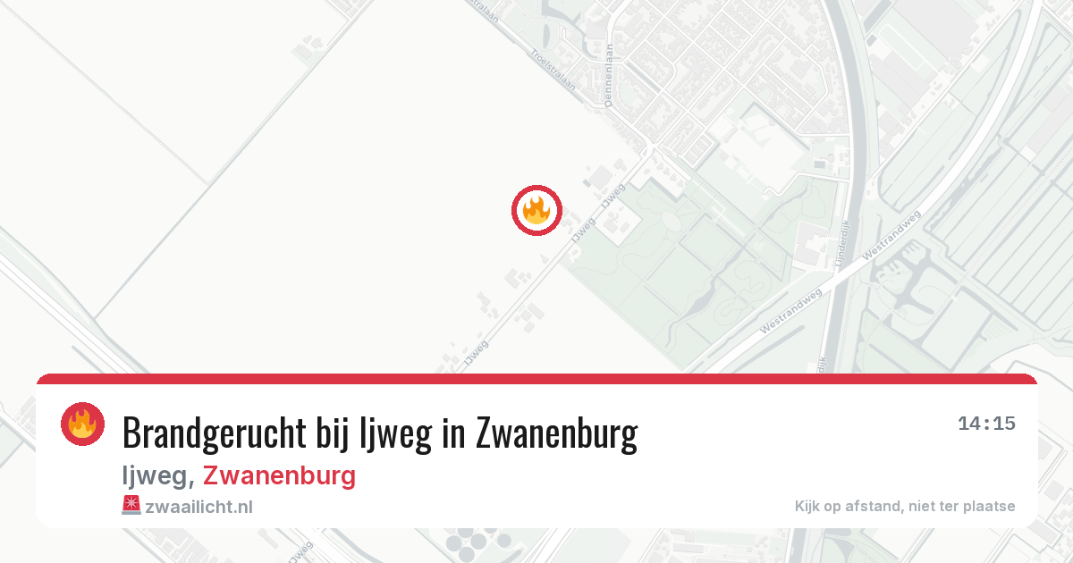 Brandgerucht bij Ijweg in Zwanenburg — 14 aug 2026