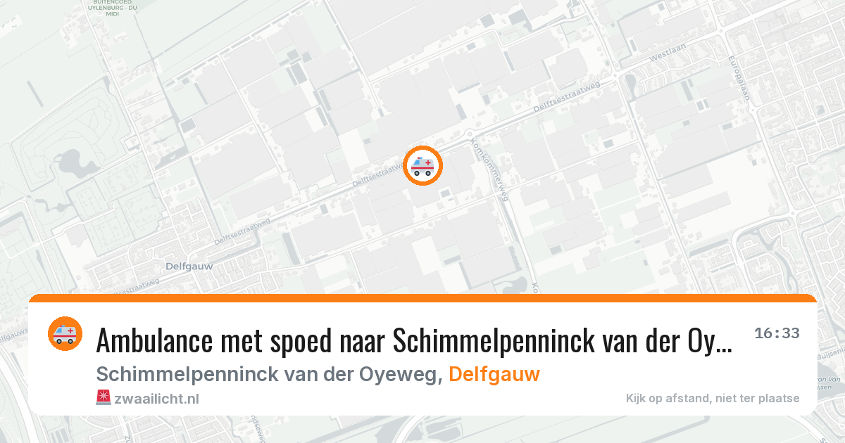 Ambulance met spoed naar Schimmelpenninck van der Oyeweg in Delfgauw — 13 aug 2026