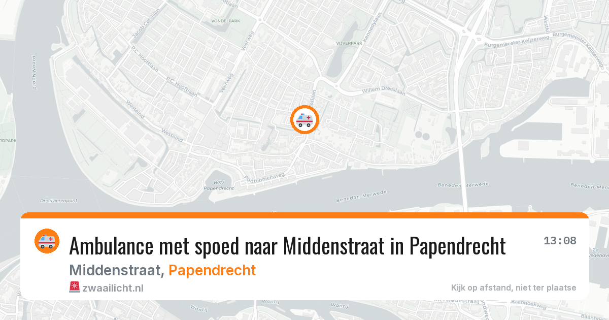 Ambulance met spoed naar Middenstraat in Papendrecht — 14 apr 2026