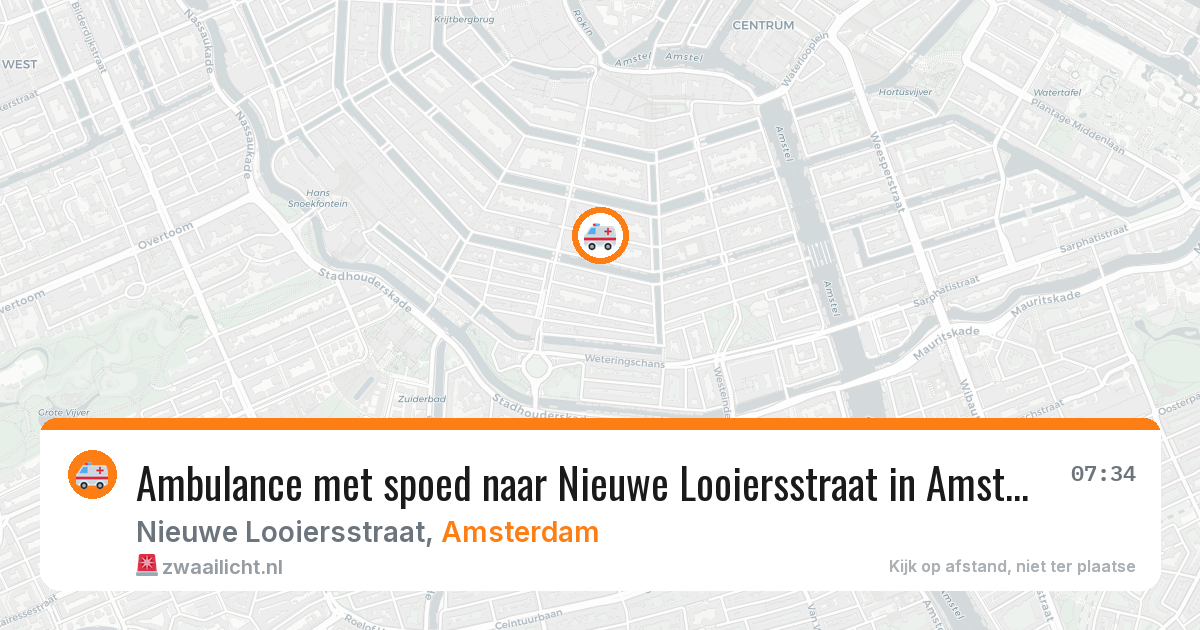 Ambulance met spoed naar Nieuwe Looiersstraat in Amsterdam — 25 apr 2026