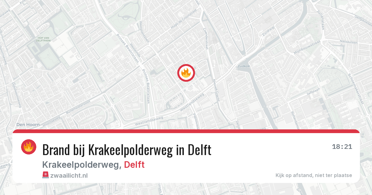 Brand bij Krakeelpolderweg in Delft — 11 mrt 2026