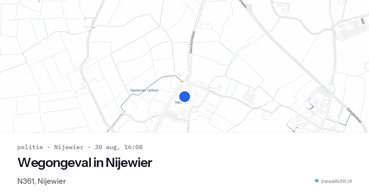 Wegongeval in Nijewier — 30 aug 2026