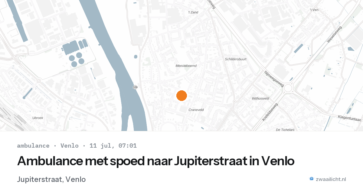 Ambulance met spoed naar Jupiterstraat in Venlo — 11 jul 2026