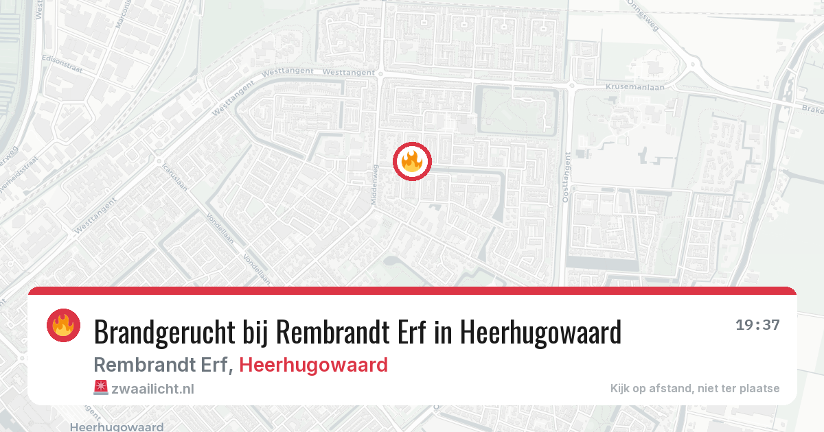 Brandgerucht bij Rembrandt Erf in Heerhugowaard — 23 jun 2026