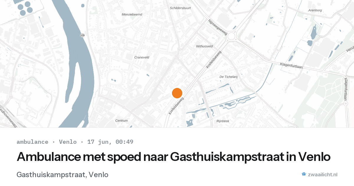 Ambulance met spoed naar Gasthuiskampstraat in Venlo — 16 jun 2026