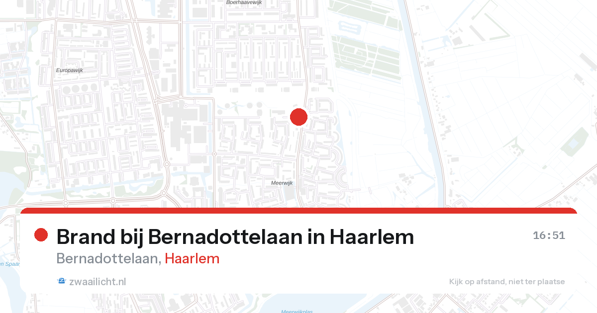 Brand bij Bernadottelaan in Haarlem — 26 aug 2026