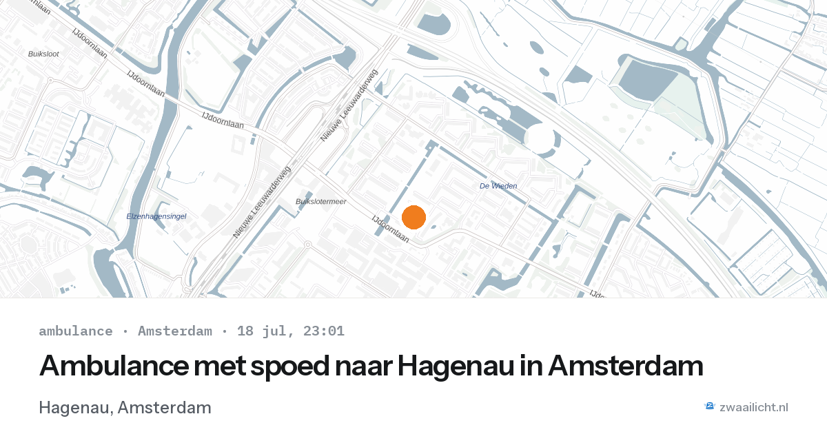 Ambulance met spoed naar Hagenau in Amsterdam — 18 jul 2026