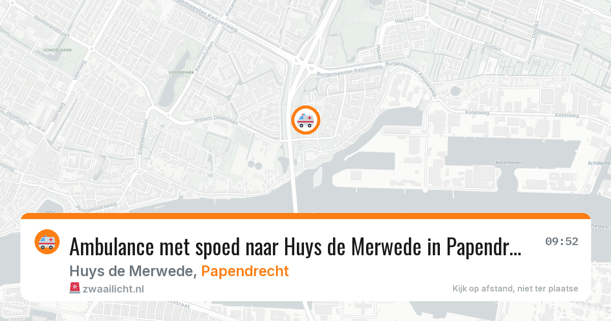 Ambulance met spoed naar Huys de Merwede in Papendrecht — 29 jun 2026
