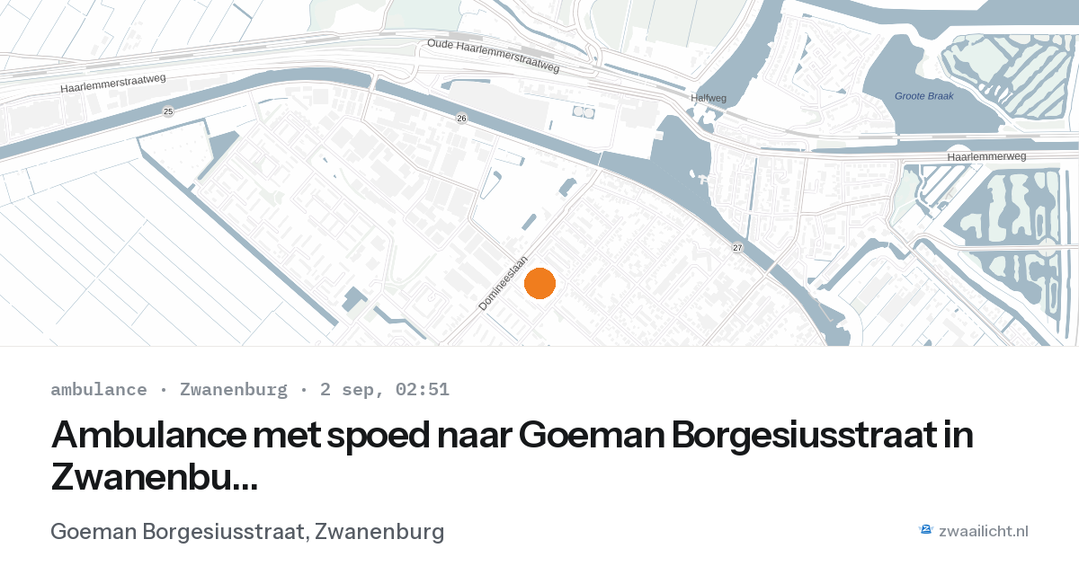 Ambulance met spoed naar Goeman Borgesiusstraat in Zwanenburg — 2 sep 2026