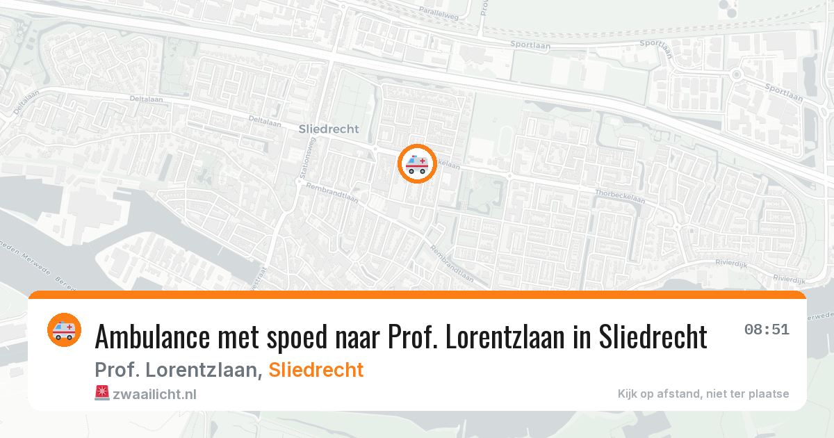 Ambulance met spoed naar Prof. Lorentzlaan in Sliedrecht — 9 aug 2026