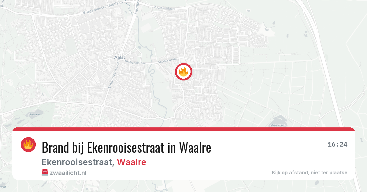 Brand bij Ekenrooisestraat in Waalre — 12 aug 2026