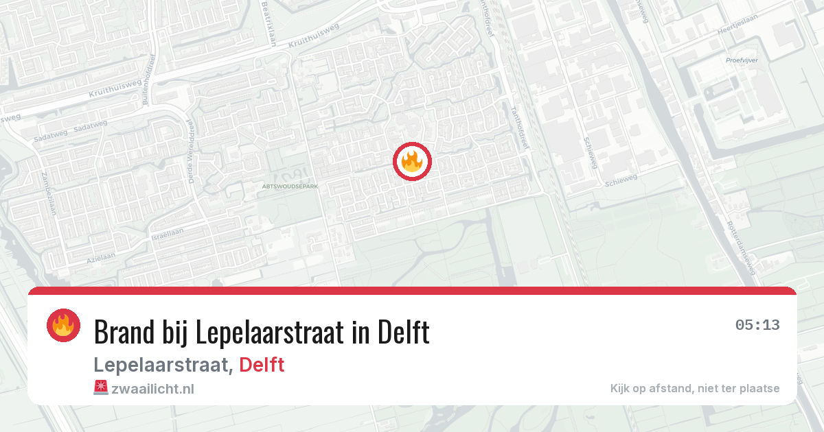 Brand bij Lepelaarstraat in Delft — 12 jul 2026